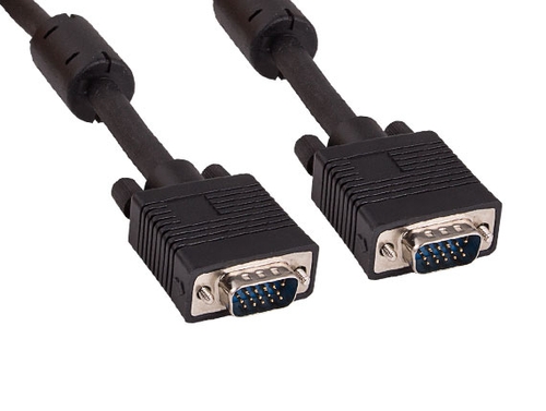 Shielded SVGA Cable w/ Ferrites Black, HD15 Male, Coaxial Construction, Double Shielded, 50 ft