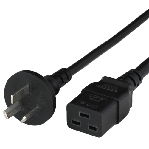 10FT Argentina IRAM2073 Plug IEC60320 C19 16A 250V Power Cord BLACK Front.jpg