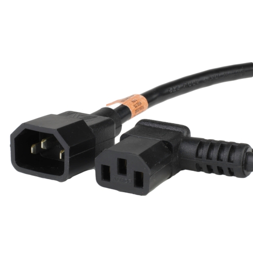 4FT 18/3 AWG C13 Left Angled to C14 10A 250V BLACK Power Cord
