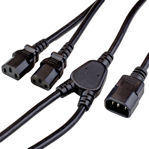 10FT C14 to C13 2x SPLITTER 10A 250V Power Cord - BLACK