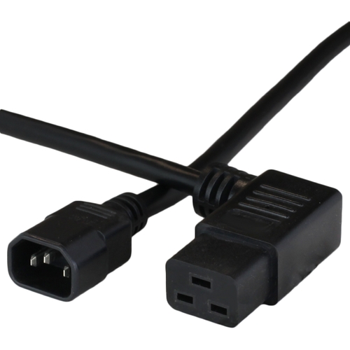 5FT IEC60320 C14 to C19 RIGHT ANGLE 15A 250V 14awg SJT Power Cord - BLACK