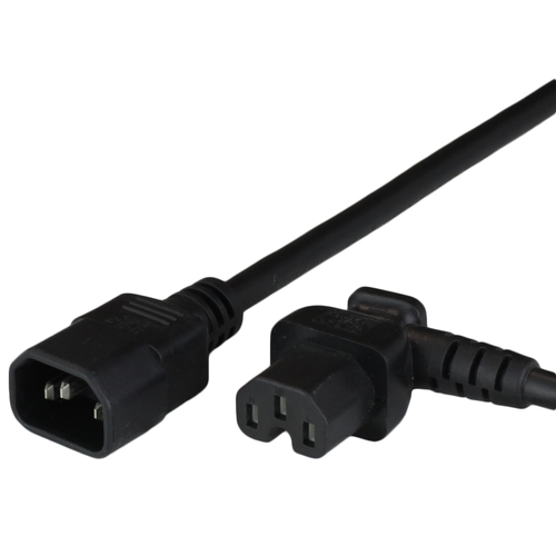 1.5FT IEC60320 C14 to C15 LEFT ANGLE 15A 250V 14awg SJT Power Cord - BLACK
