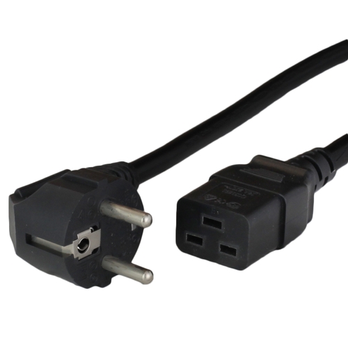 250cm european schuko cee77 down angle plug to iec60320 c19 16a 250v 15mm2 h05vvf power cord black Front.jpg