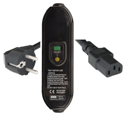 250cm european schuko cee77 down angle plug to inline rcd to iec60320 c13 10a 250v 10ma trip level power cord black RXX FD13.png