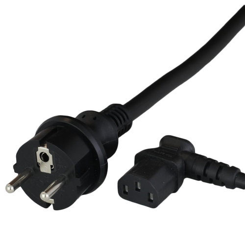 250cm european schuko cee77 to iec60320 c13 left angle 10a 250v 1mm2 h05vvf power cord black Front.jpg
