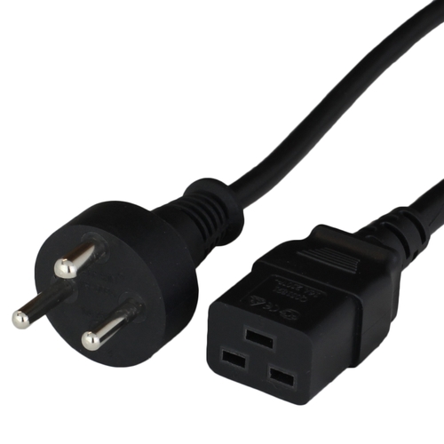 2.5m Denmark AFSNIT 107-2-D1 Plug to IEC60320 C19 13A 250V 1.5mm2 H05VV-F Power Cord - BLACK