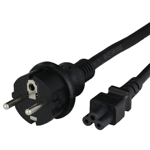 2m European Schuko CEE7/7 to IEC60320 C5 2.5A 250V 0.75mm2 H05VV-F Power Cord - Black