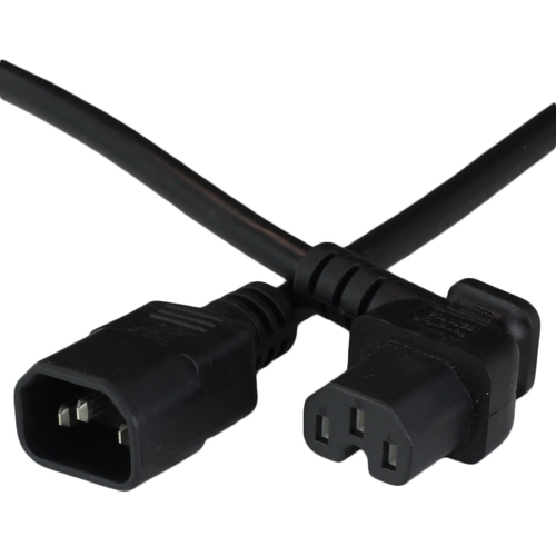 6FT IEC60320 C14 to C15 RIGHT ANGLE 15A 250V 14awg SJT Power Cord - BLACK