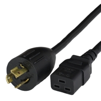Black NEMA L6-15P to IEC 60320 C19 Adapter Power Cords