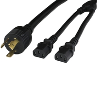 Black NEMA L6-30P to 2x IEC 60320 C13 SPLITTER Power Cords