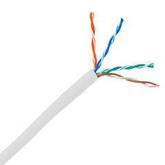 Bulk Cat5e White Ethernet Cable, Solid, UTP Unshielded Twisted Pair, Pullbox, 1000 foot